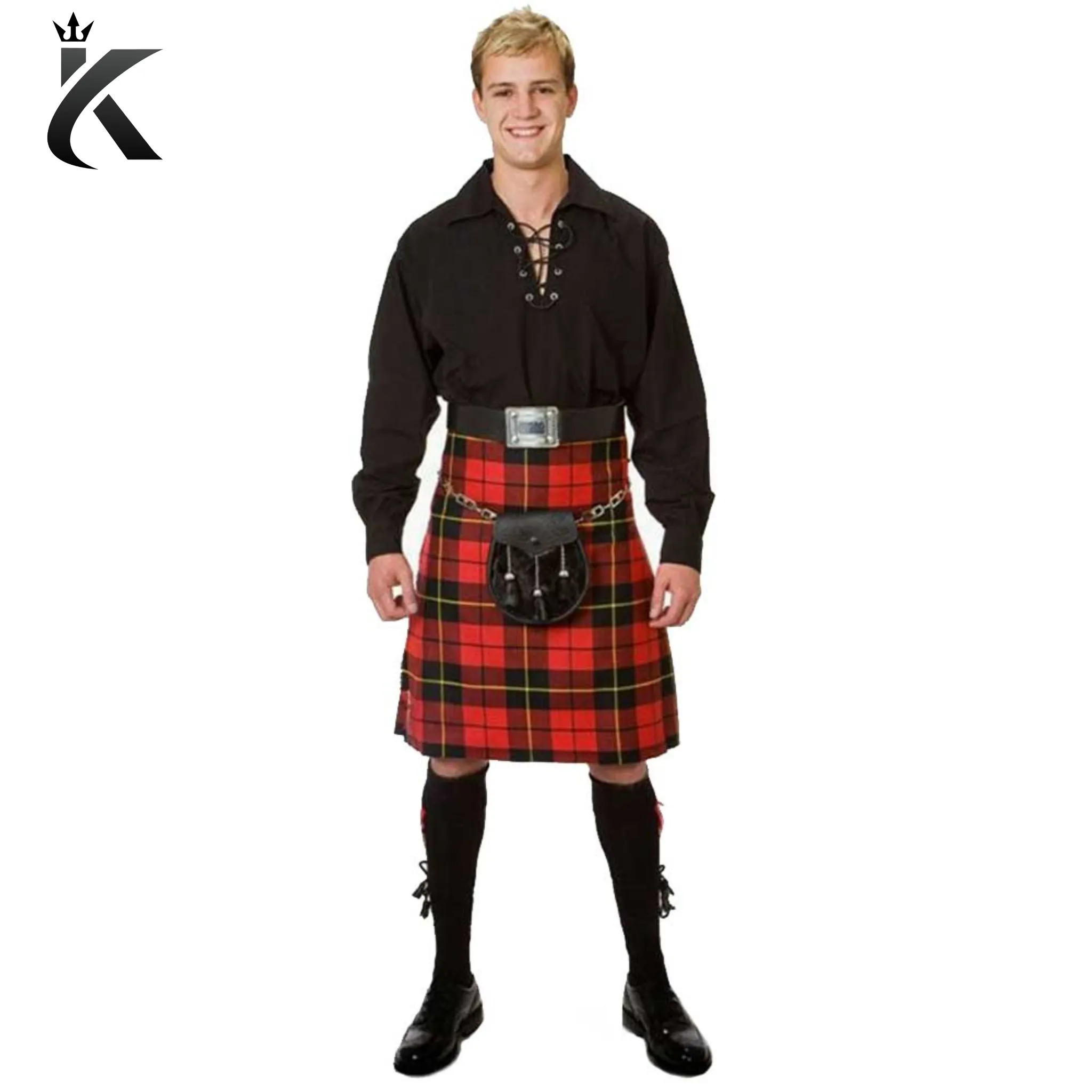 Scottish Black Jacobite Ghillie Casual Kilt Outfit -Elevate Your Highland Attire with Unmatched Elegance