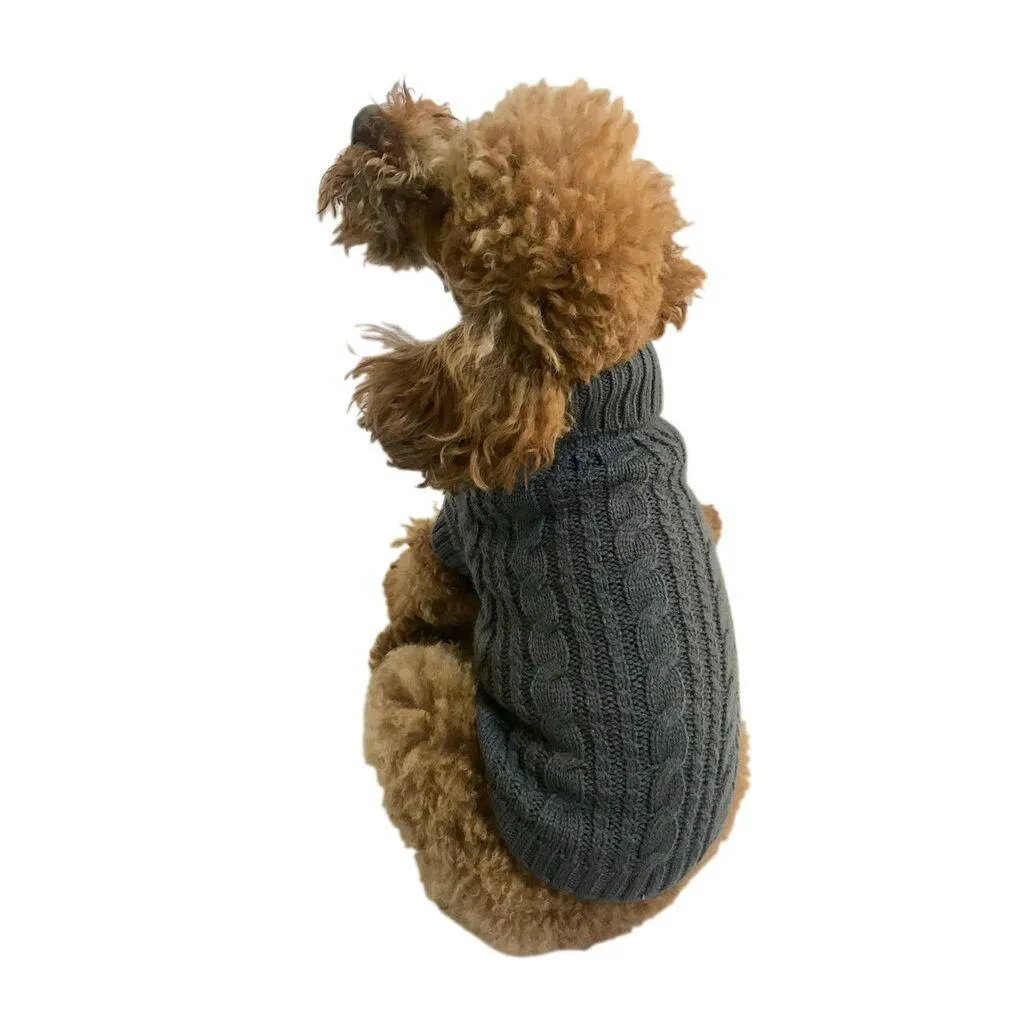 Scottish Cable Knit Dog Sweater Charcoal