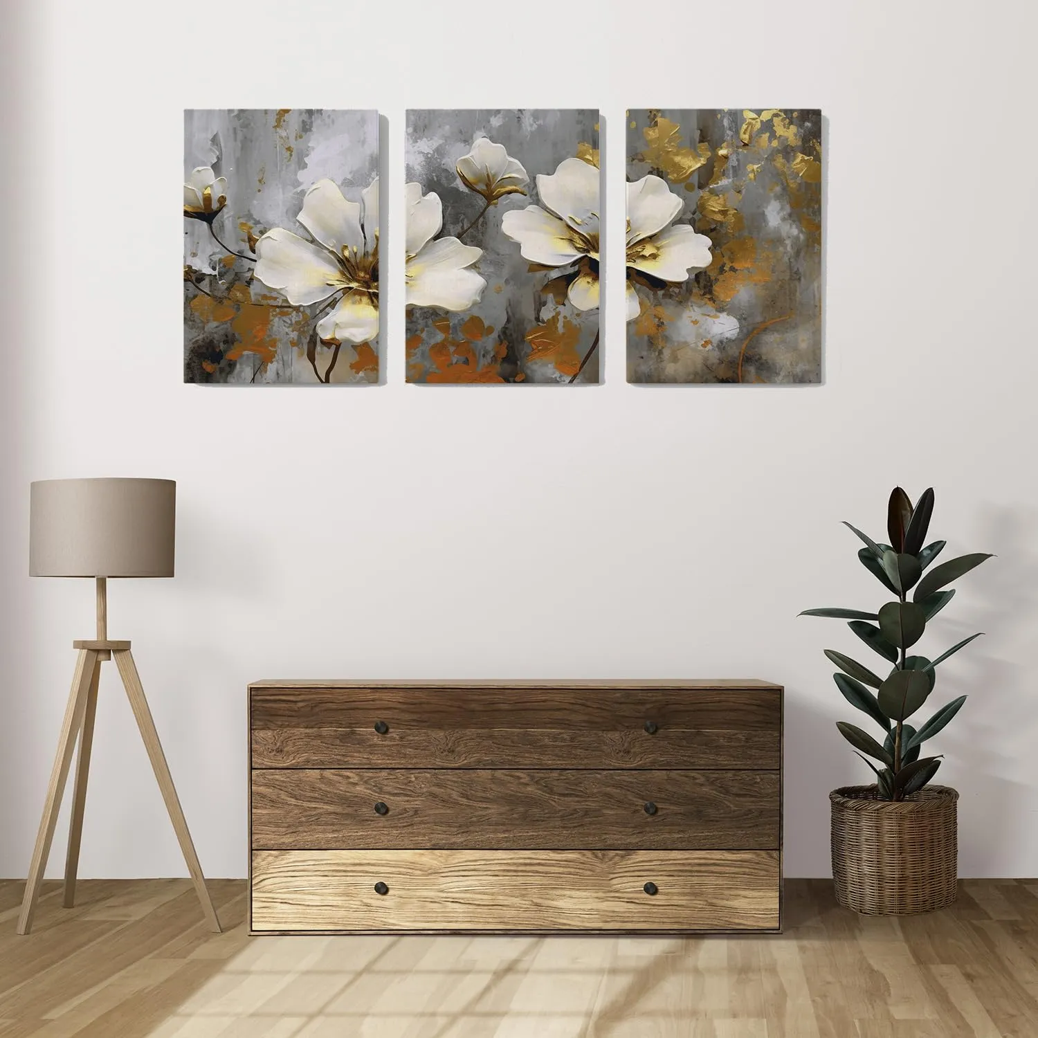 SCPmarts Modern Art Floral Painting For Living Room Bedroom Office Wall Decoration Wood Premium Paintings With Frame For Home Decoration (Abstract Flower 6, 12 Inch x 16 Inch)