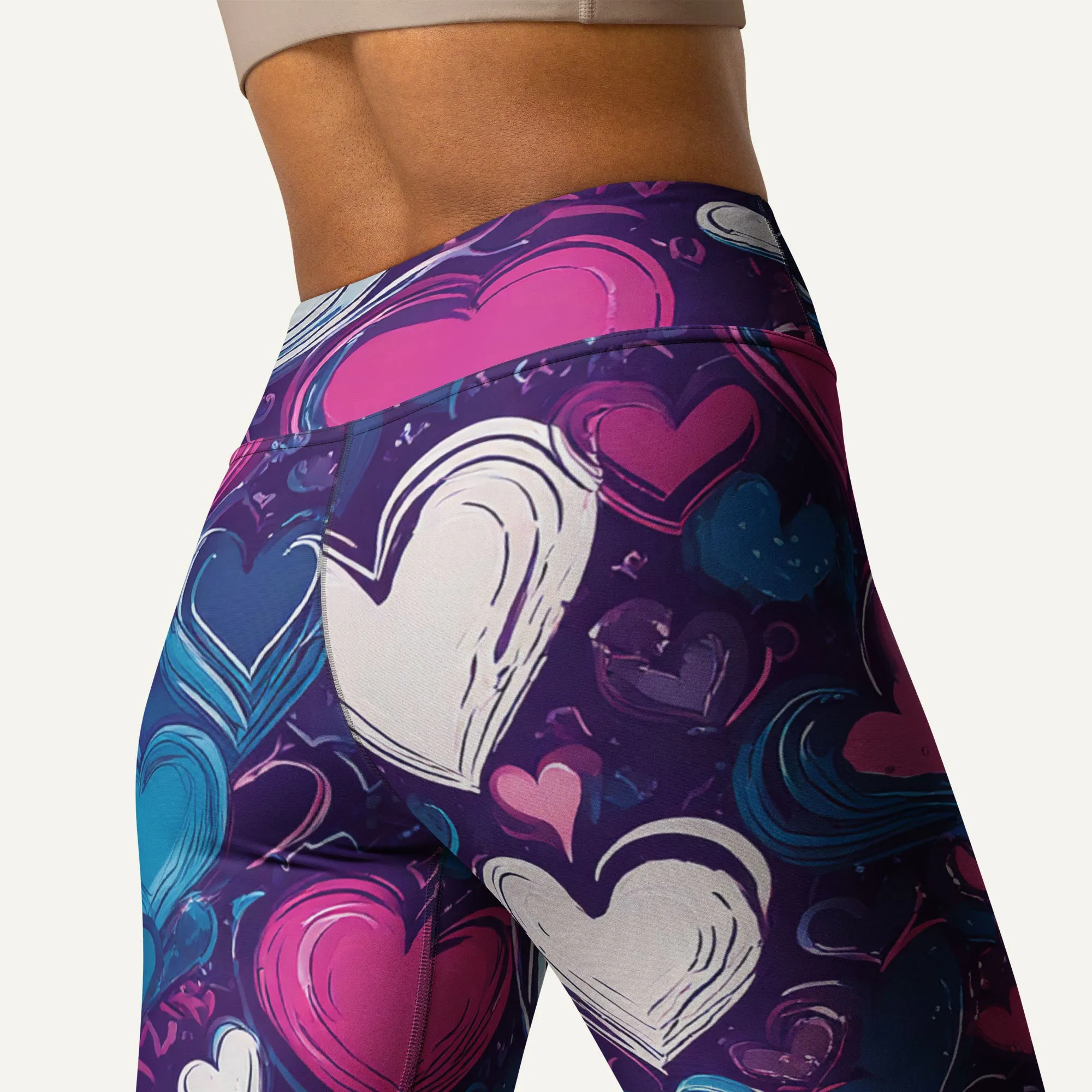 Scribble Hearts High-Waisted Leggings