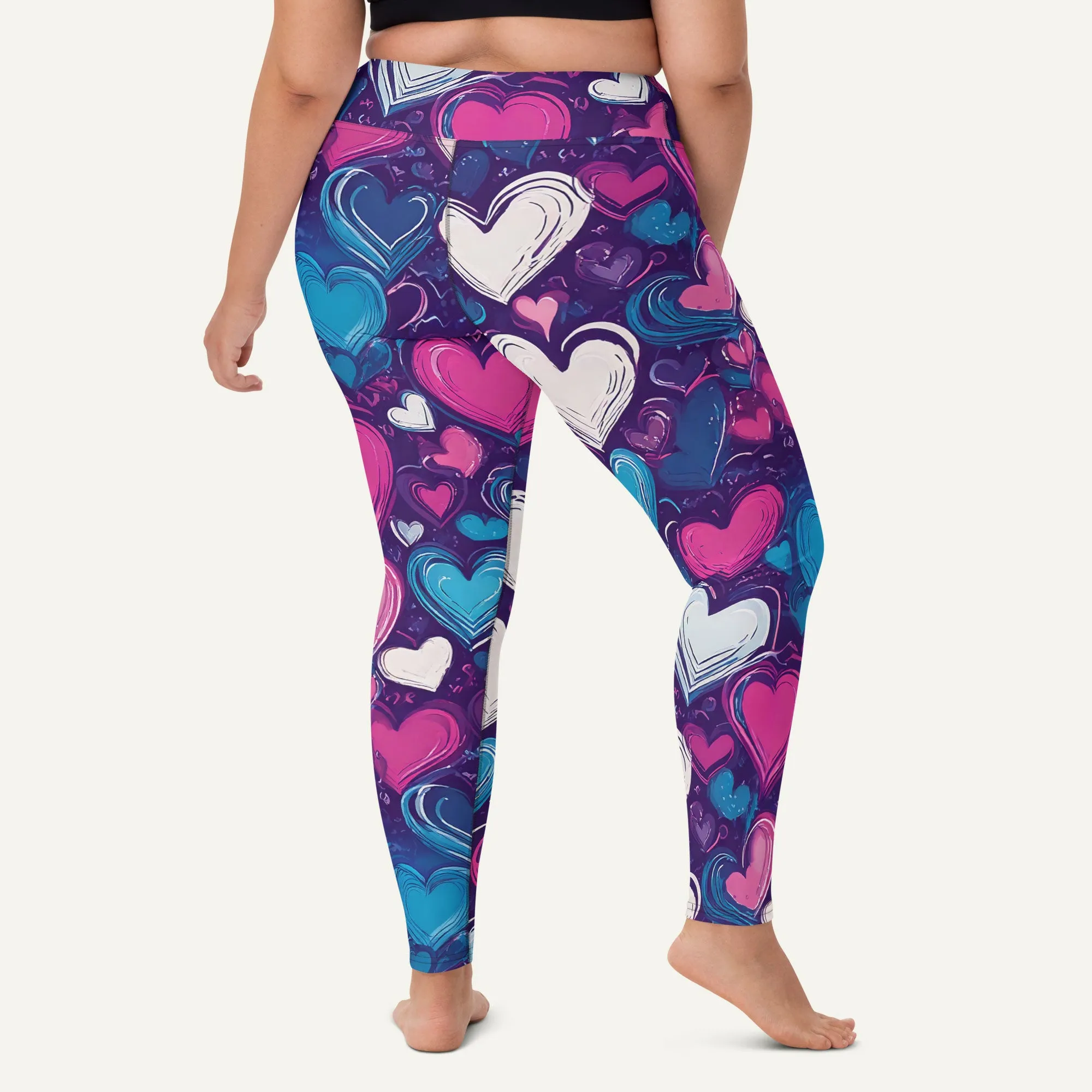 Scribble Hearts High-Waisted Leggings