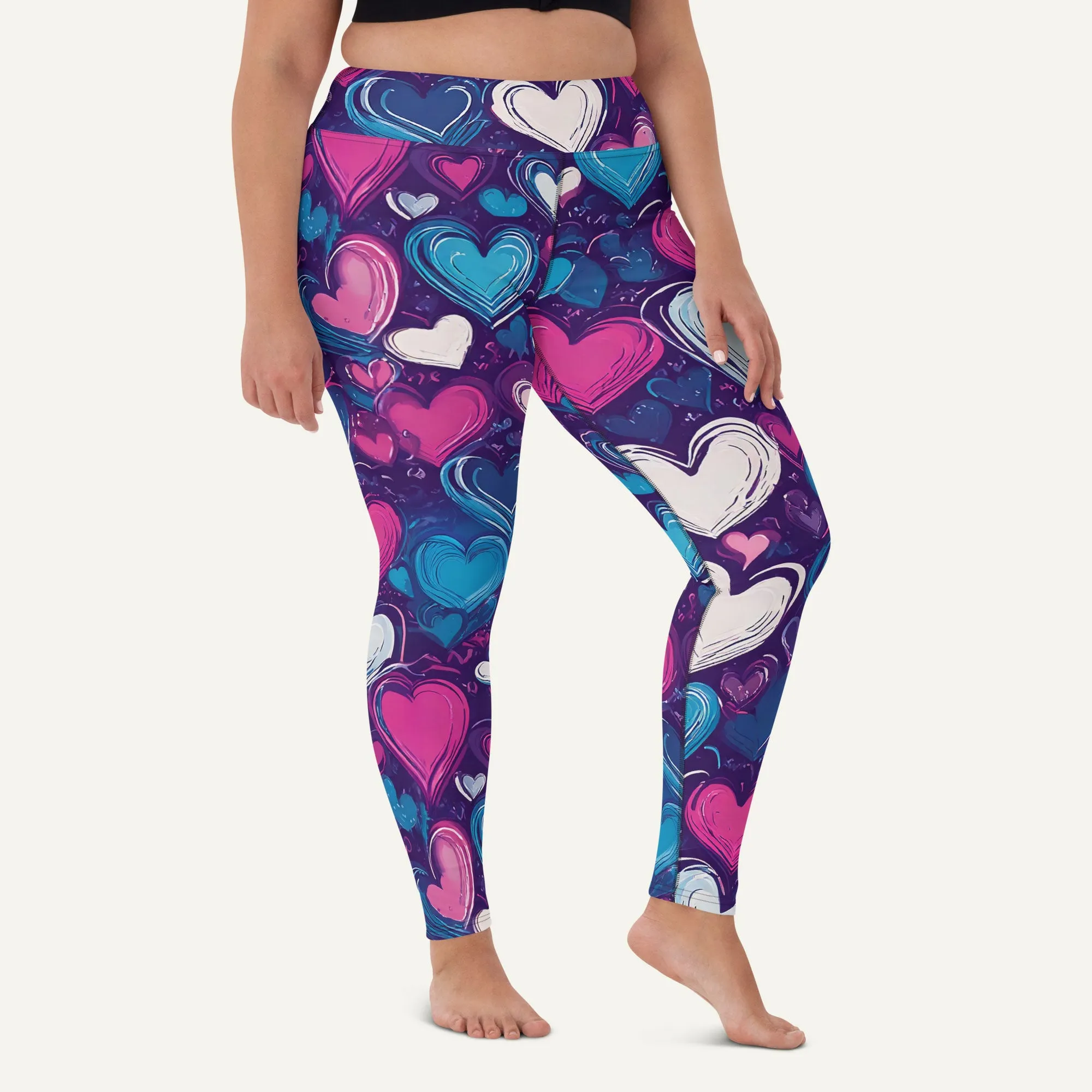 Scribble Hearts High-Waisted Leggings