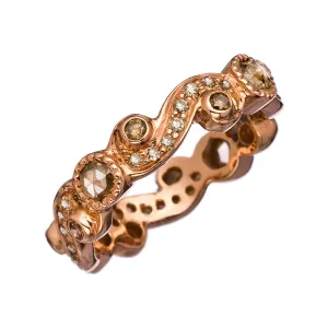 Scroll Brown Rose Cut Diamond Band