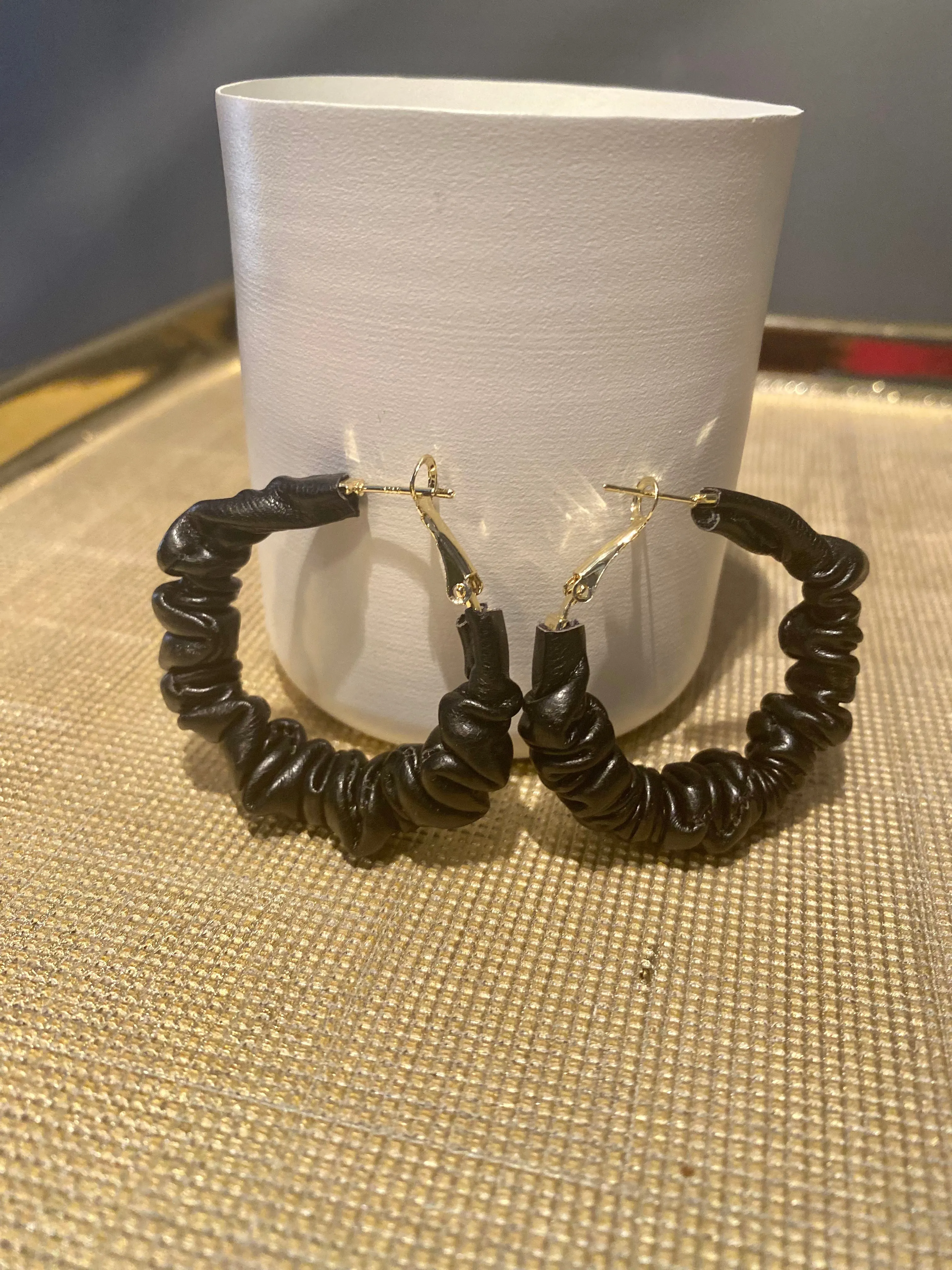 Scrunchie Leather Hoops