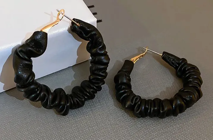 Scrunchie Leather Hoops