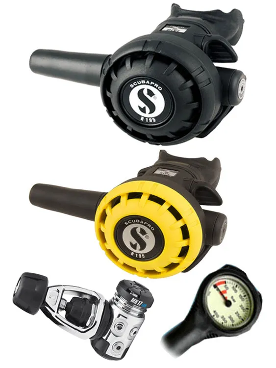 Scubapro Regulator Set: MK17 Evo (DIN or Yoke) / R195 / R-Series Octopus & Free Termo Gauge