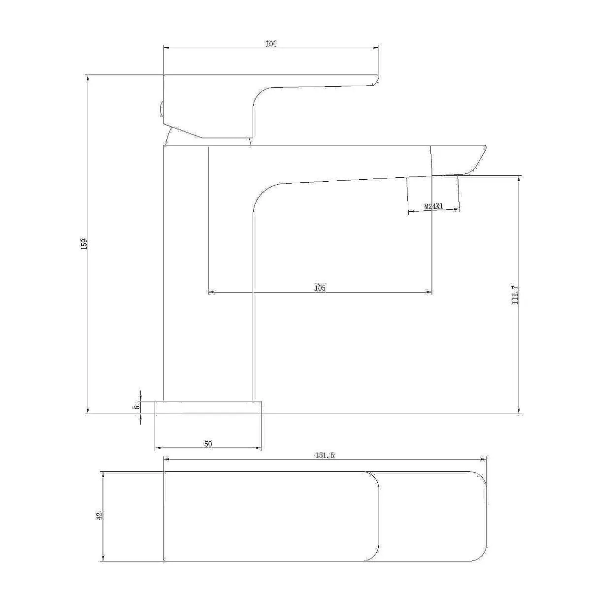 Scudo Muro Black Basin Mixer Tap with Waste