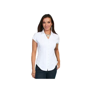 Scully Leathers Women's Cap Sleeve Blouse White Shirt