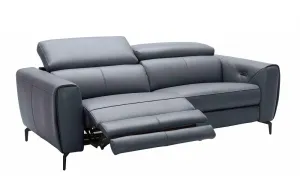 Scuzzy Blue Gray Reclining Leather Sofa