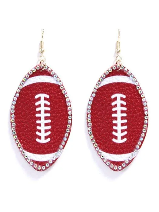 SE7117 Rhinestone Trim Football Earrings