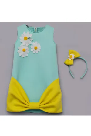 Sea green and lemon yellow lycra dress