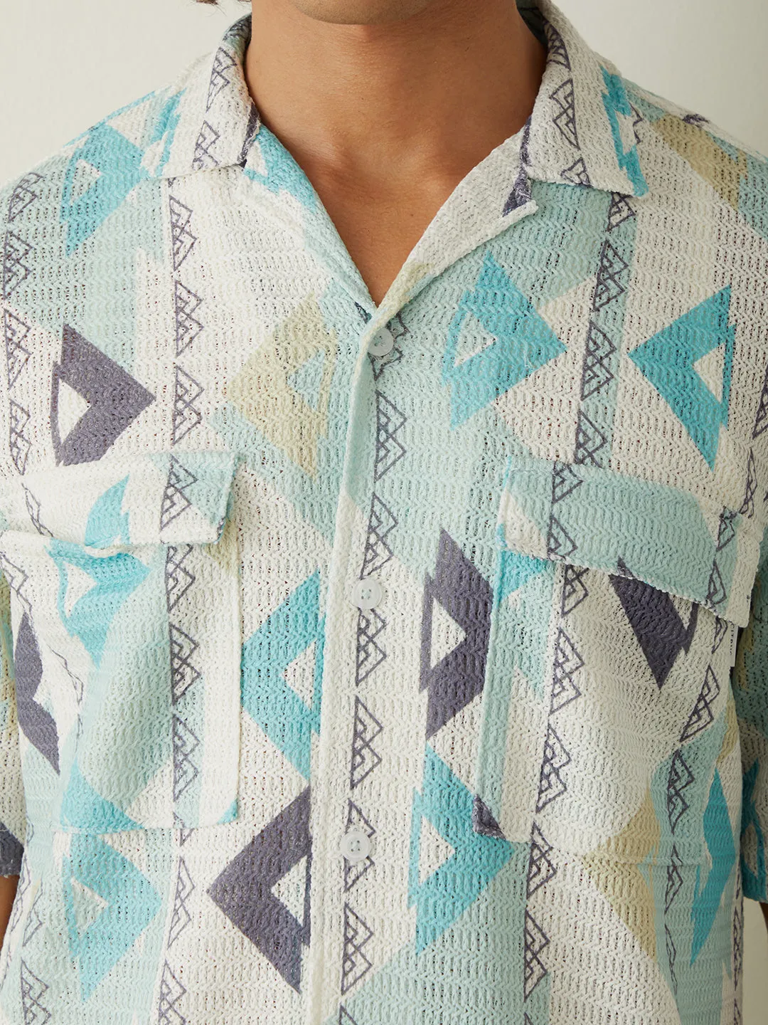 Sea Green Printed Overshirt