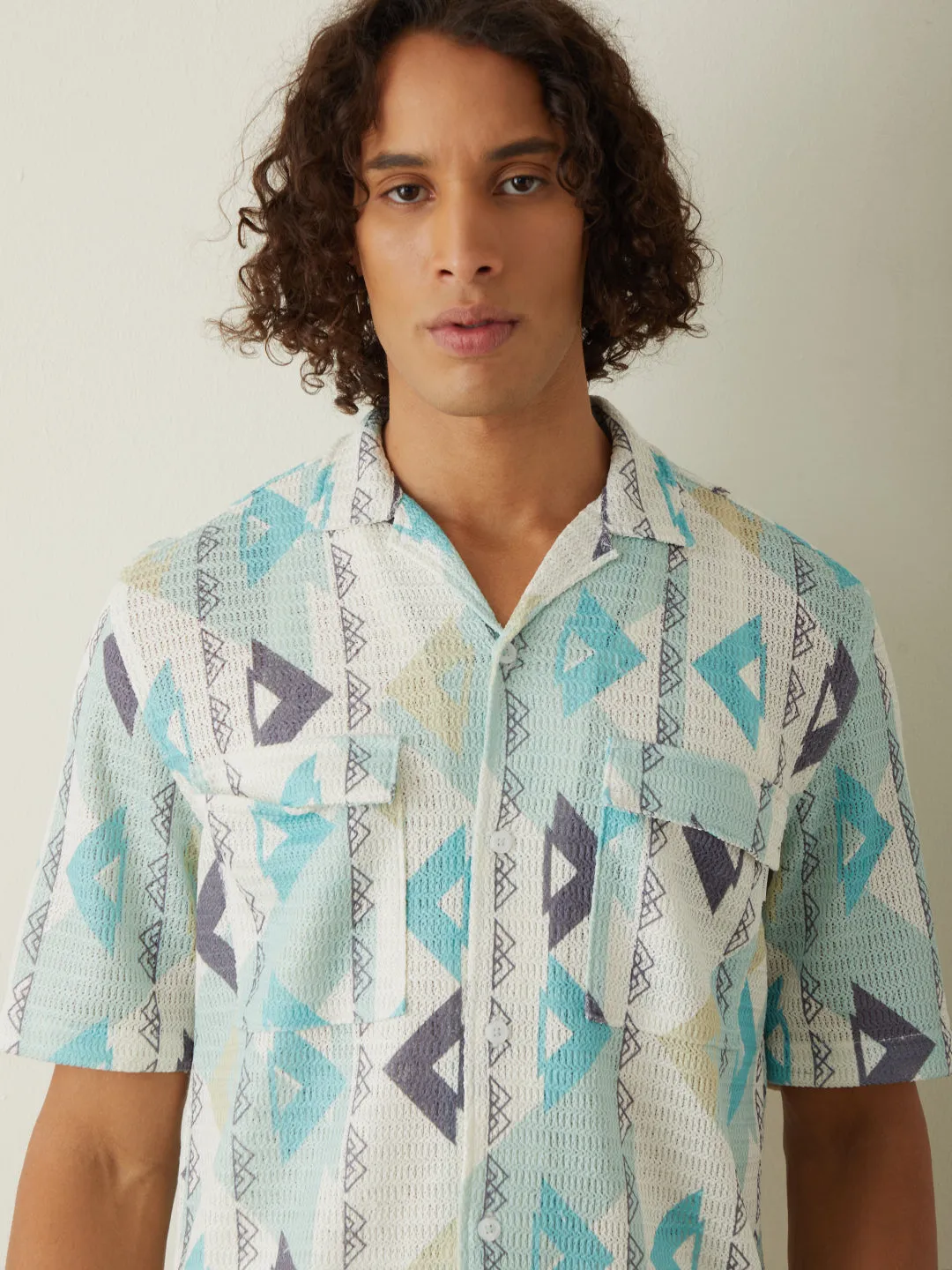 Sea Green Printed Overshirt