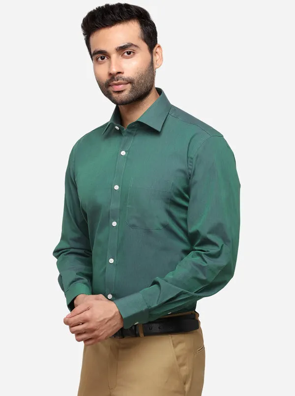 Sea Green Solid Regular Fit Formal Shirt | JadeBlue