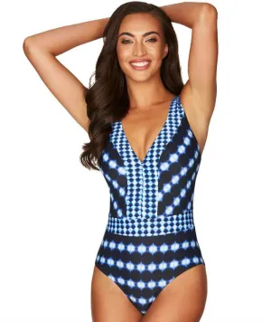 Sea Level Bandhani Spliced B-DD Cup One Piece Swimsuit - Navy