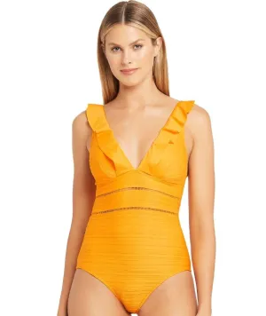 Sea Level Casablanca Frill One Piece Swimsuit - Sunflower