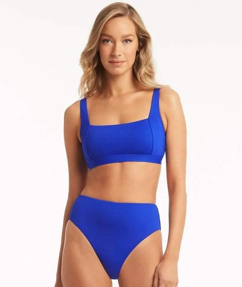 Sea Level Eco Essentials Retro High Waist Bikini Brief - Cobalt