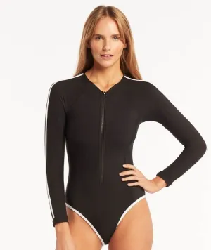 Sea Level Elite Long Sleeve A-DD Cup One Piece Swimsuit - Black