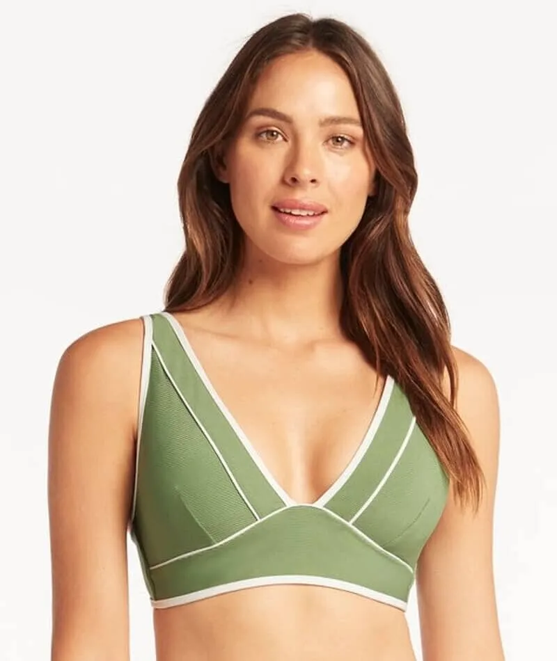 Sea Level Elite Panelled Longline Bikini Top - Olive