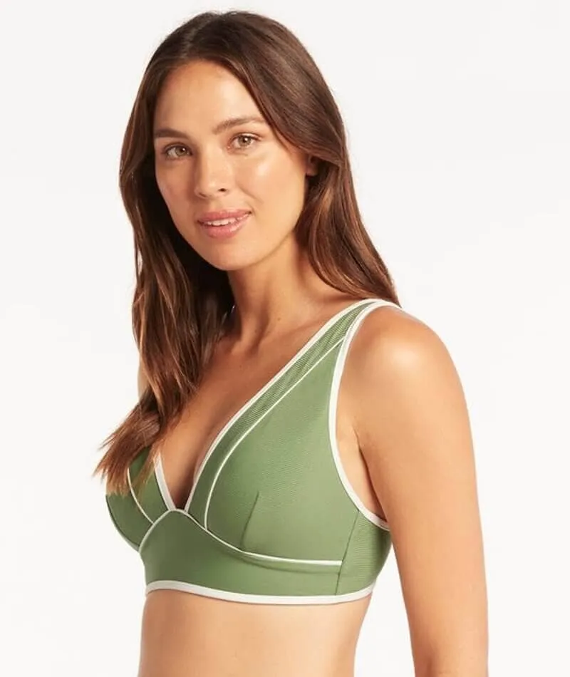 Sea Level Elite Panelled Longline Bikini Top - Olive