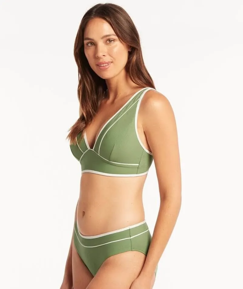 Sea Level Elite Panelled Longline Bikini Top - Olive