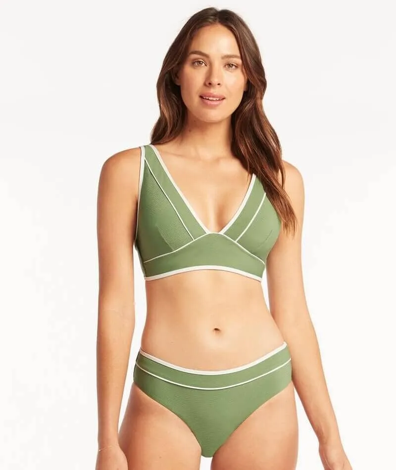 Sea Level Elite Panelled Longline Bikini Top - Olive