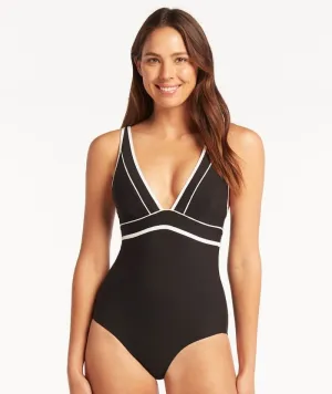 Sea Level Elite Panelled Longline One Piece Swimsuit - Black