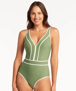 Sea Level Elite Spliced One Piece Swimsuit - Olive