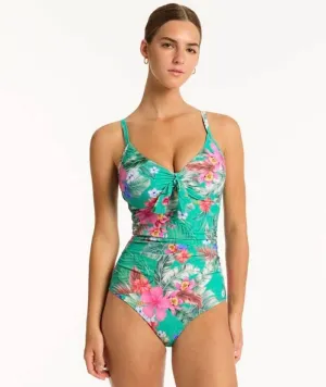 Sea Level Pacifico Tie Front DD-E Cup One Piece Swimsuit - Evergreen