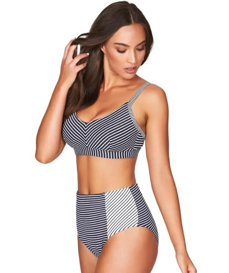 Sea Level Paloma Stripe High Waist Brief - Navy/White