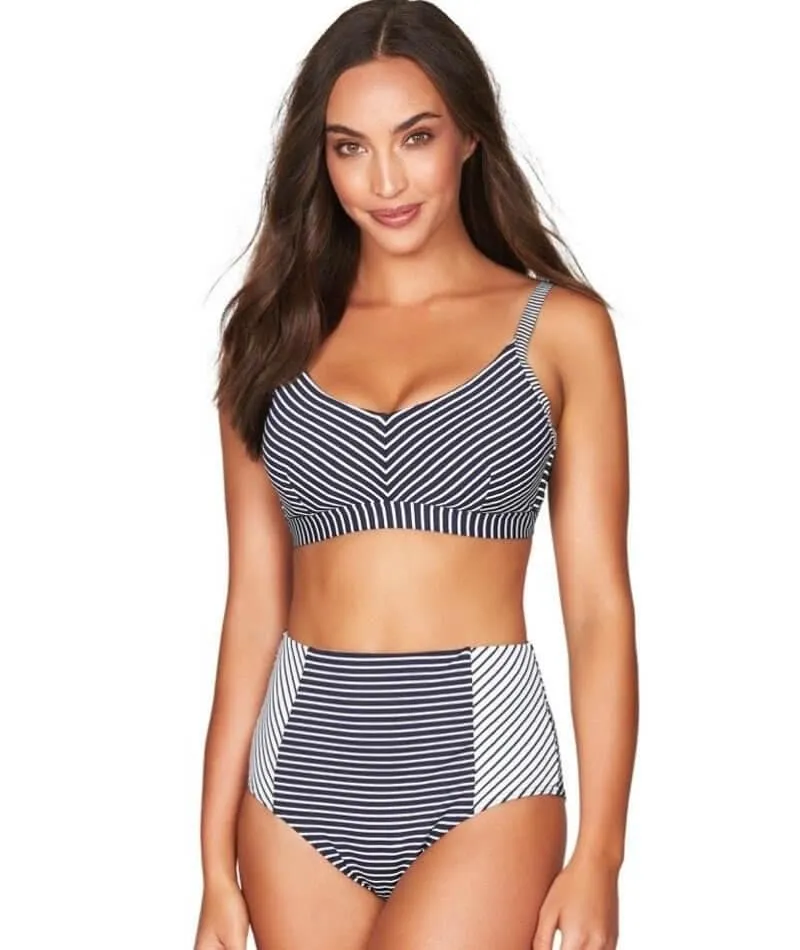 Sea Level Paloma Stripe High Waist Brief - Navy/White