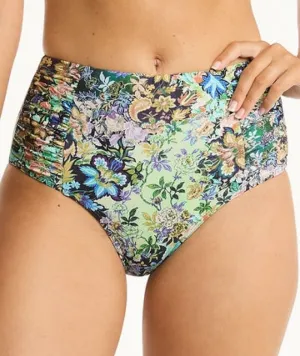 Sea Level Wildflower Gathered Side High Waist Bikini Brief - Sea