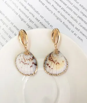 Sea Shell Drop Earrings Gold Plated