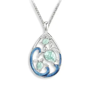 Sea Turtle Family Necklace, Sterling