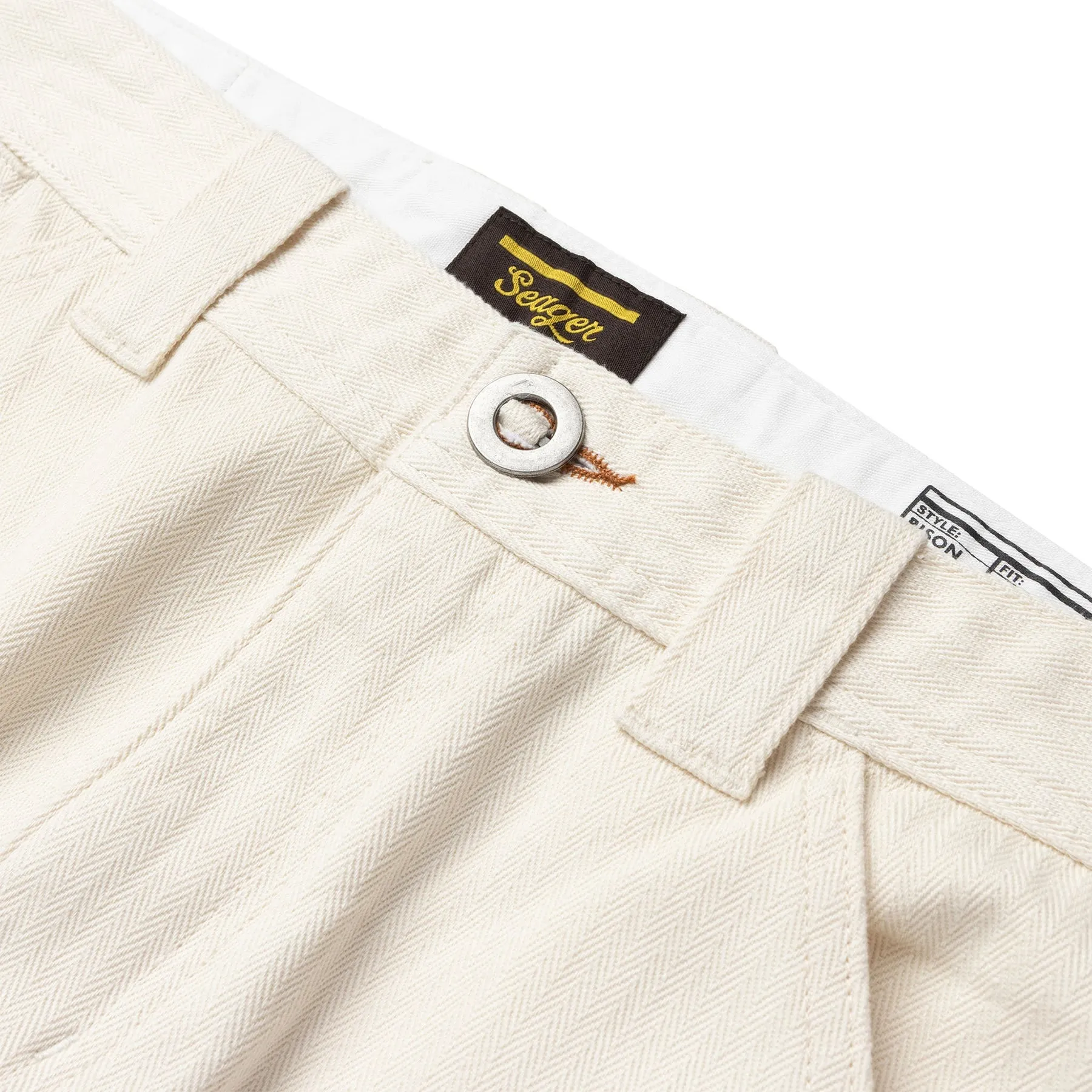 Seager Bison Herringbone Pant Regular Fit - Natural