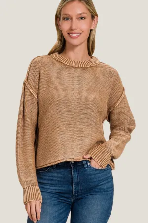 Seam Detail Crop Sweater (Deep Camel)