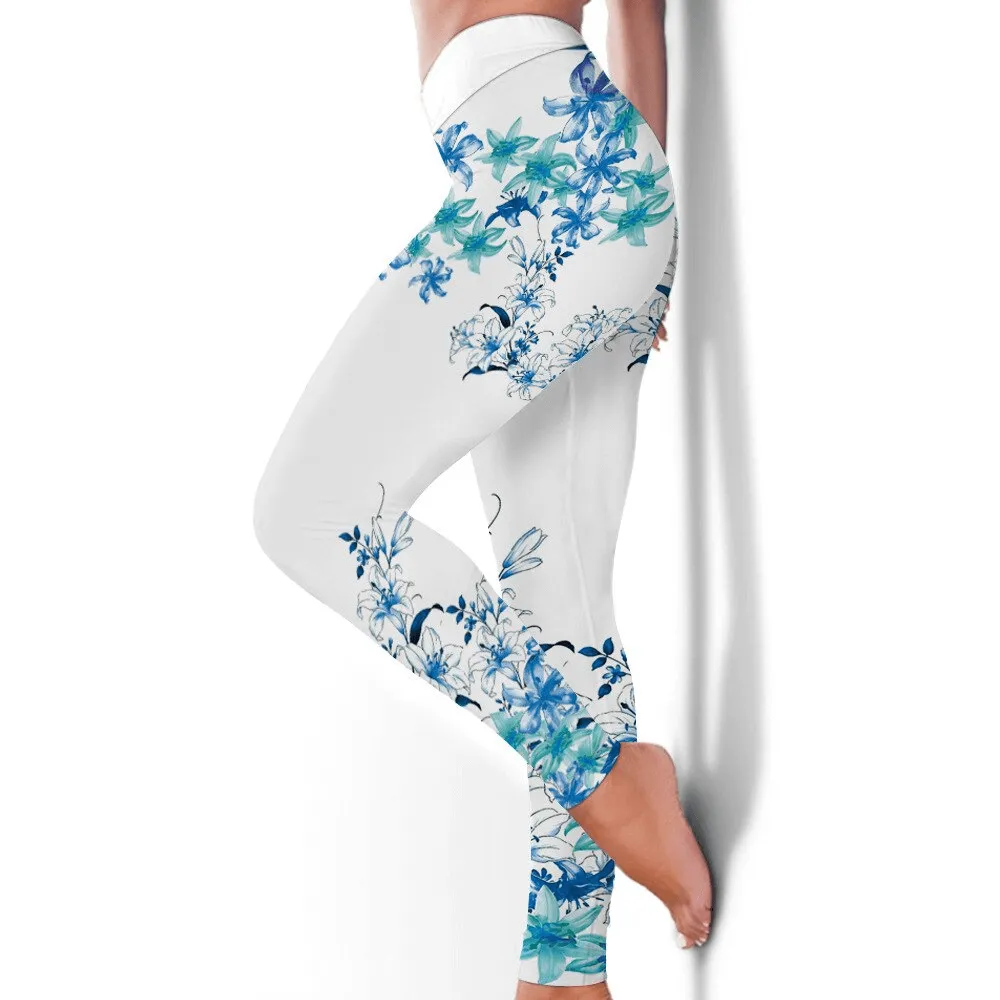 Seamless Printed Elastic Women's Workout Leggings - SF1003