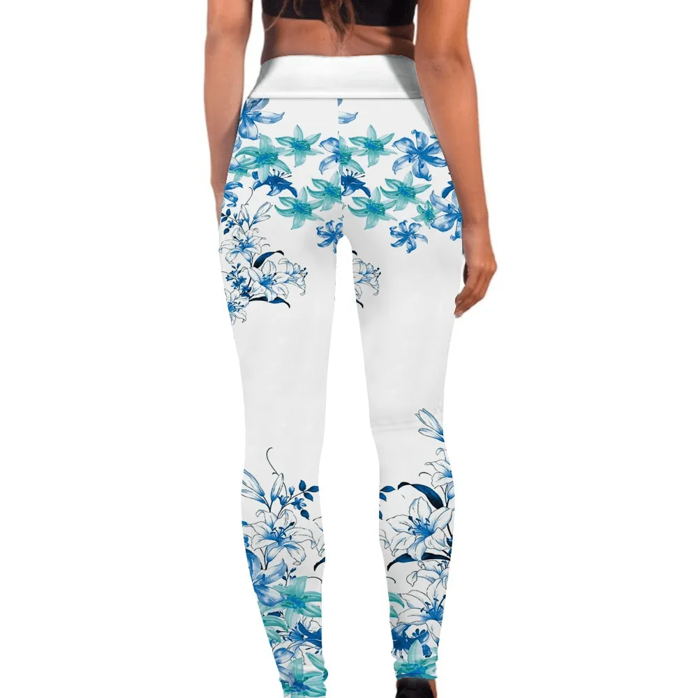 Seamless Printed Elastic Women's Workout Leggings - SF1003