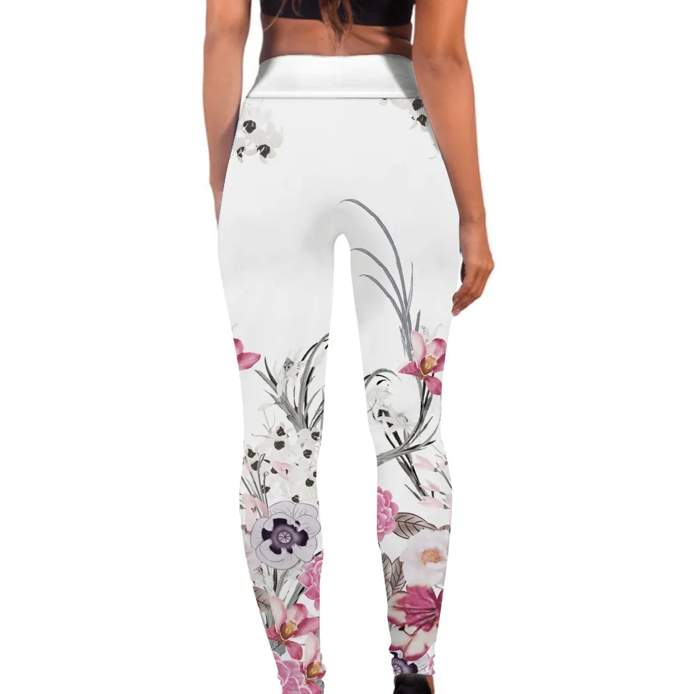 Seamless Printed Elastic Women's Workout Leggings - SF1003