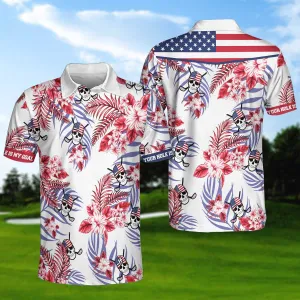 Seamless Tropical Pattern Golf Skull America Polo Shirt, Texas Bluebonnet Golf Shirt For Men Coolspod