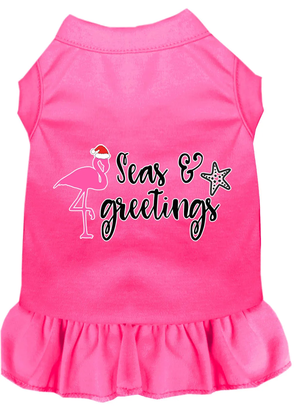 Seas And Greetings Screen Print Dog Dress Bright Pink Xl