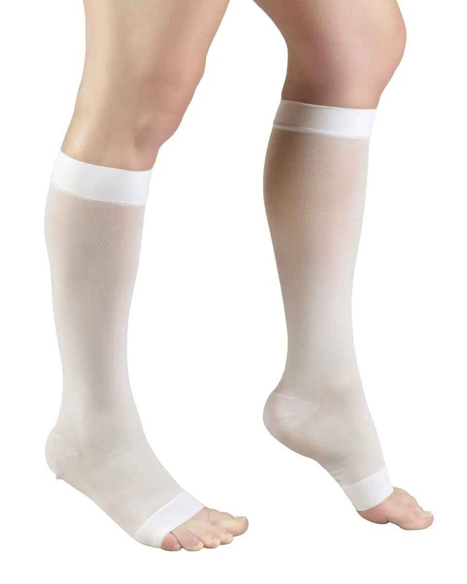 SECOND SKIN Women's Sheer OPEN TOE 15-20 mmHg Knee High Support Stockings