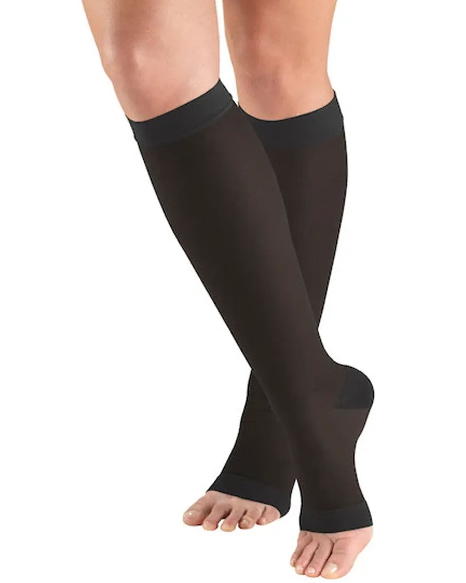 SECOND SKIN Women's Sheer OPEN TOE 15-20 mmHg Knee High Support Stockings