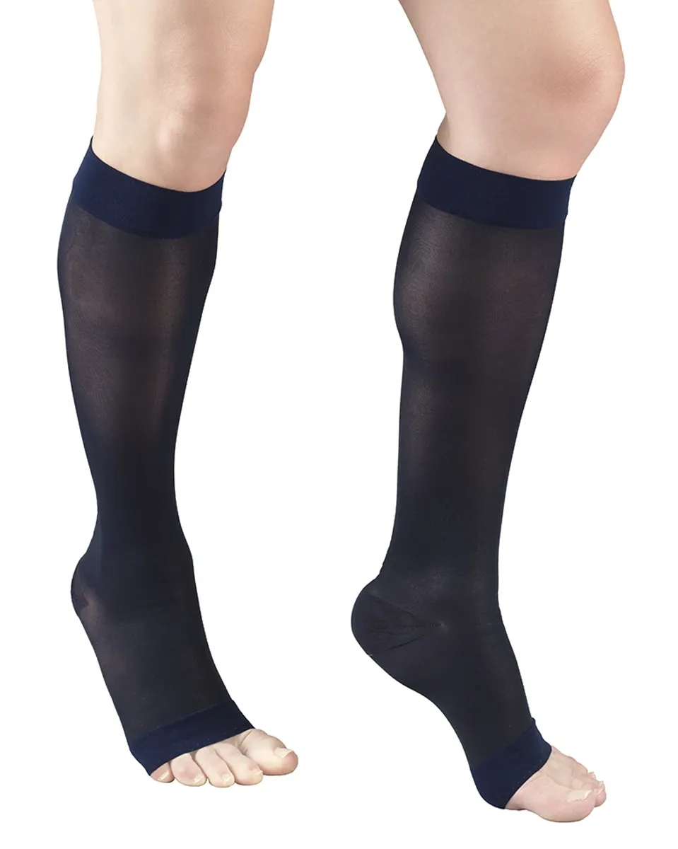 SECOND SKIN Women's Sheer OPEN TOE 15-20 mmHg Knee High Support Stockings