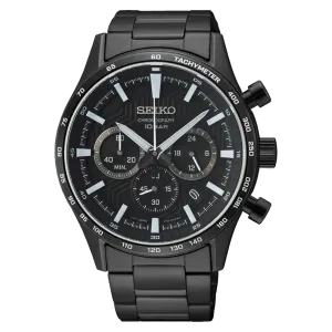 Seiko Black Essentials Chronograph Men's Watch SSB415