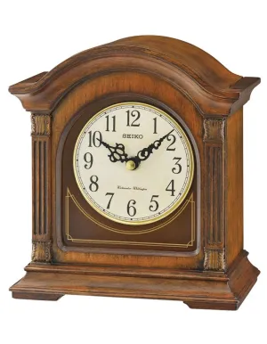 Seiko Chiming Desk or Table Clock - Brown Wooden Case - Westminster /Whittington