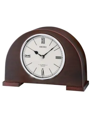 Seiko Rounded Desk or Table Clock - 12 Melodies & Chime - Dark Wooden Case