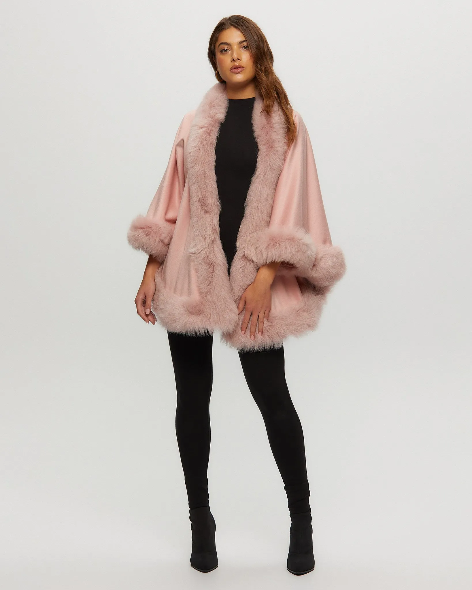 Select Cashmere Capelet with Toscana Shearling Lamb Trim