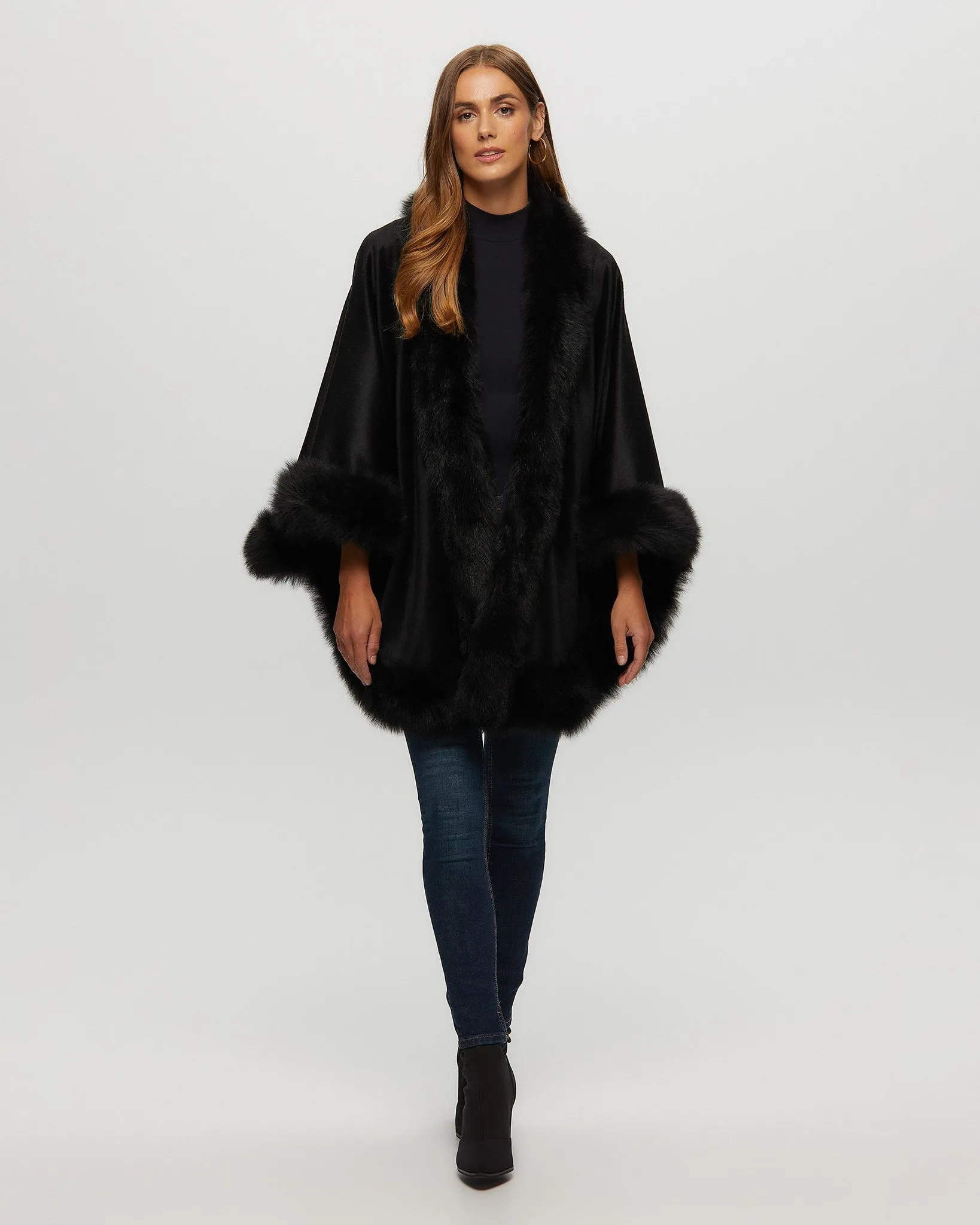 Select Cashmere Capelet with Toscana Shearling Lamb Trim