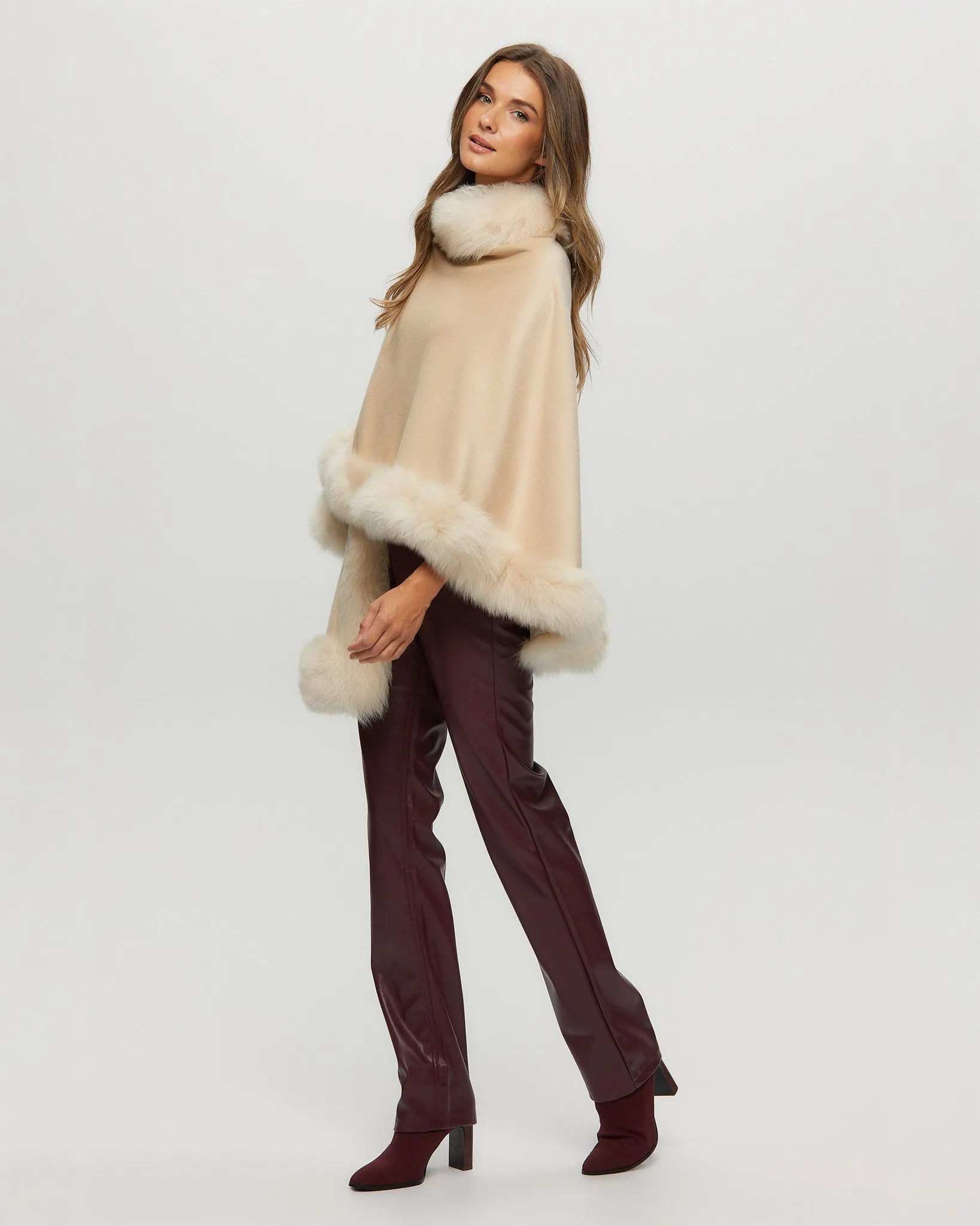 Select Cashmere Capelet with Toscana Shearling Lamb Trim